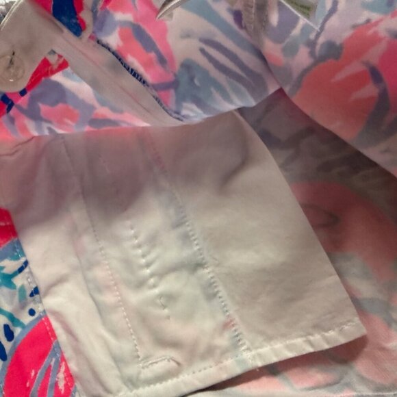 Lilly Pulitzer Hazelle Stretch Shorts 8 Cosmic Coral Cracked Up EUC - Picture 2 of 14